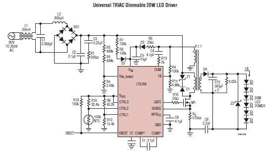 LT3799 – create a LED driver with an active PFC