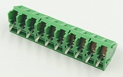 Neither horizontal, nor vertical - slant terminal blocks are the right ones!