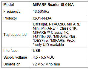 SL040A - "plug&play" RFID čtečka