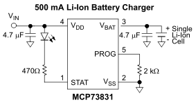 Ładowanie baterii litowych z MCP73831 jest łatwe i bezpieczne